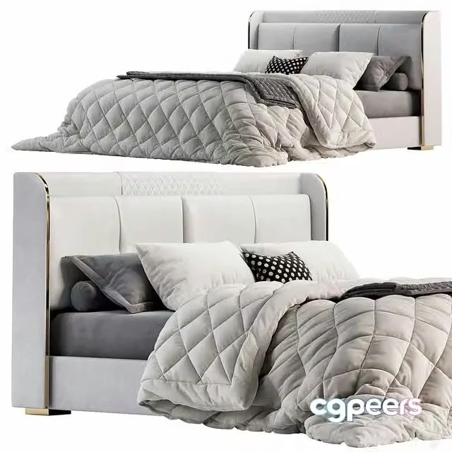 3ds Max Free – White Wingback Bed By Homary