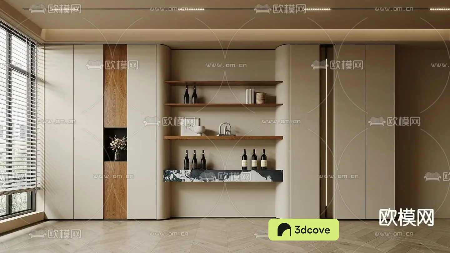 Creamy Wind Wine Cabinet