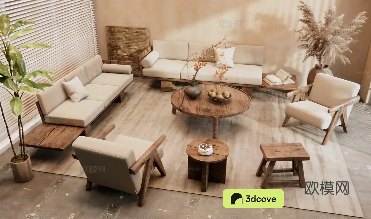 Wasabi sofa coffee table combination sofa 3D model