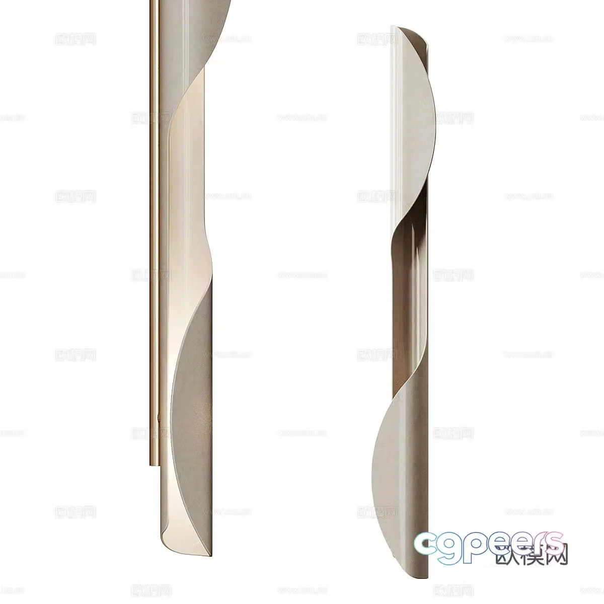 Modern Italian minimalist long strip metal decorative wall lamp 3d model