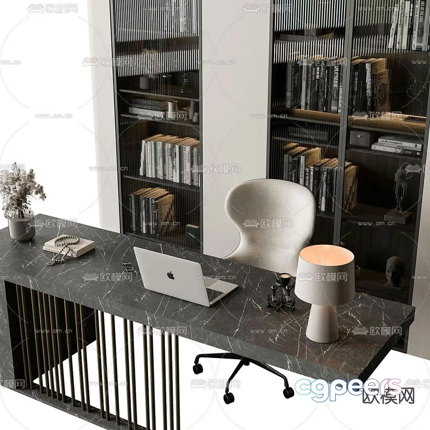 Boss desk marble desk 3d model