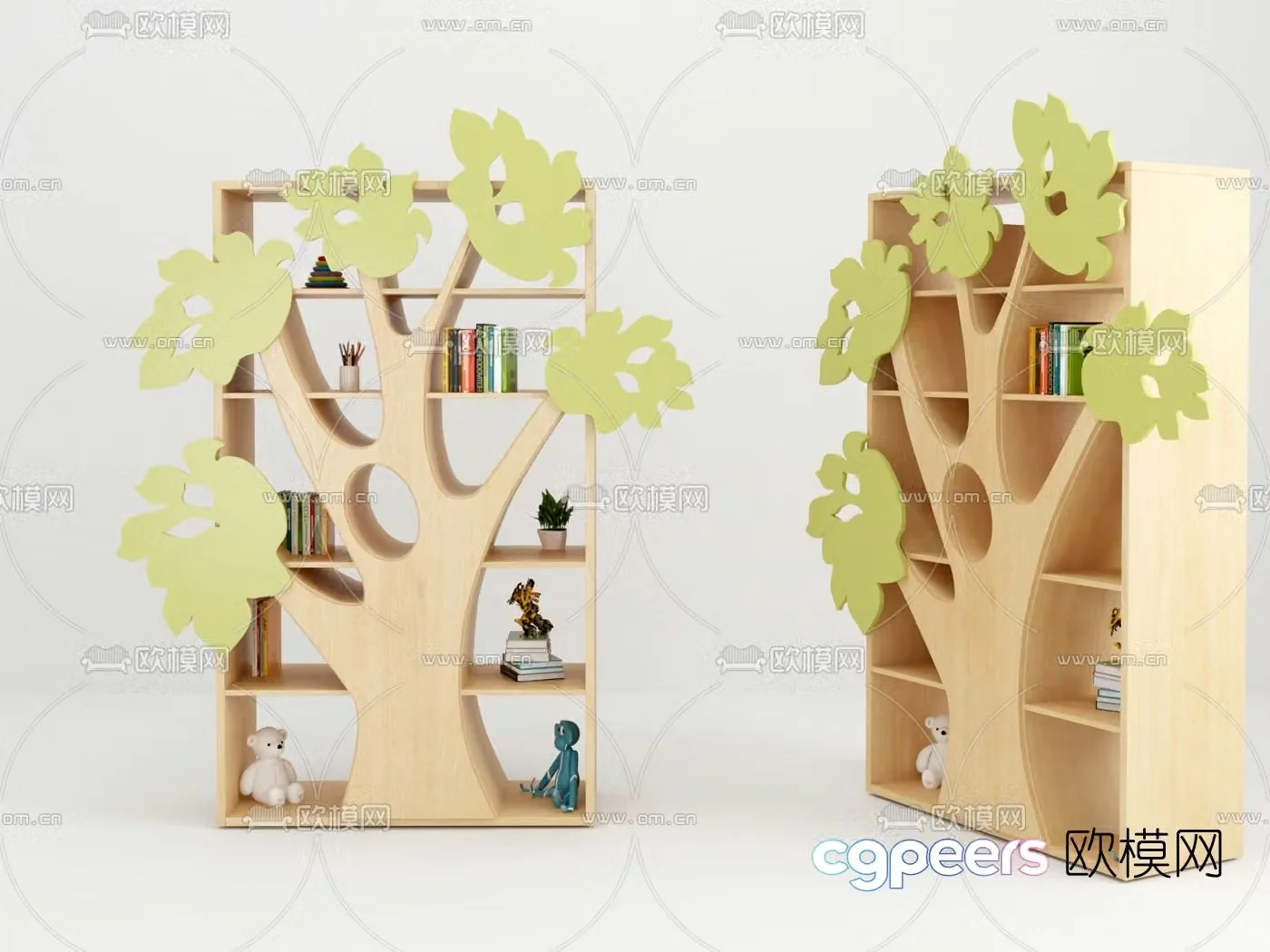 Modern children’s tree shaped bookcase decorative cabinet 3d model