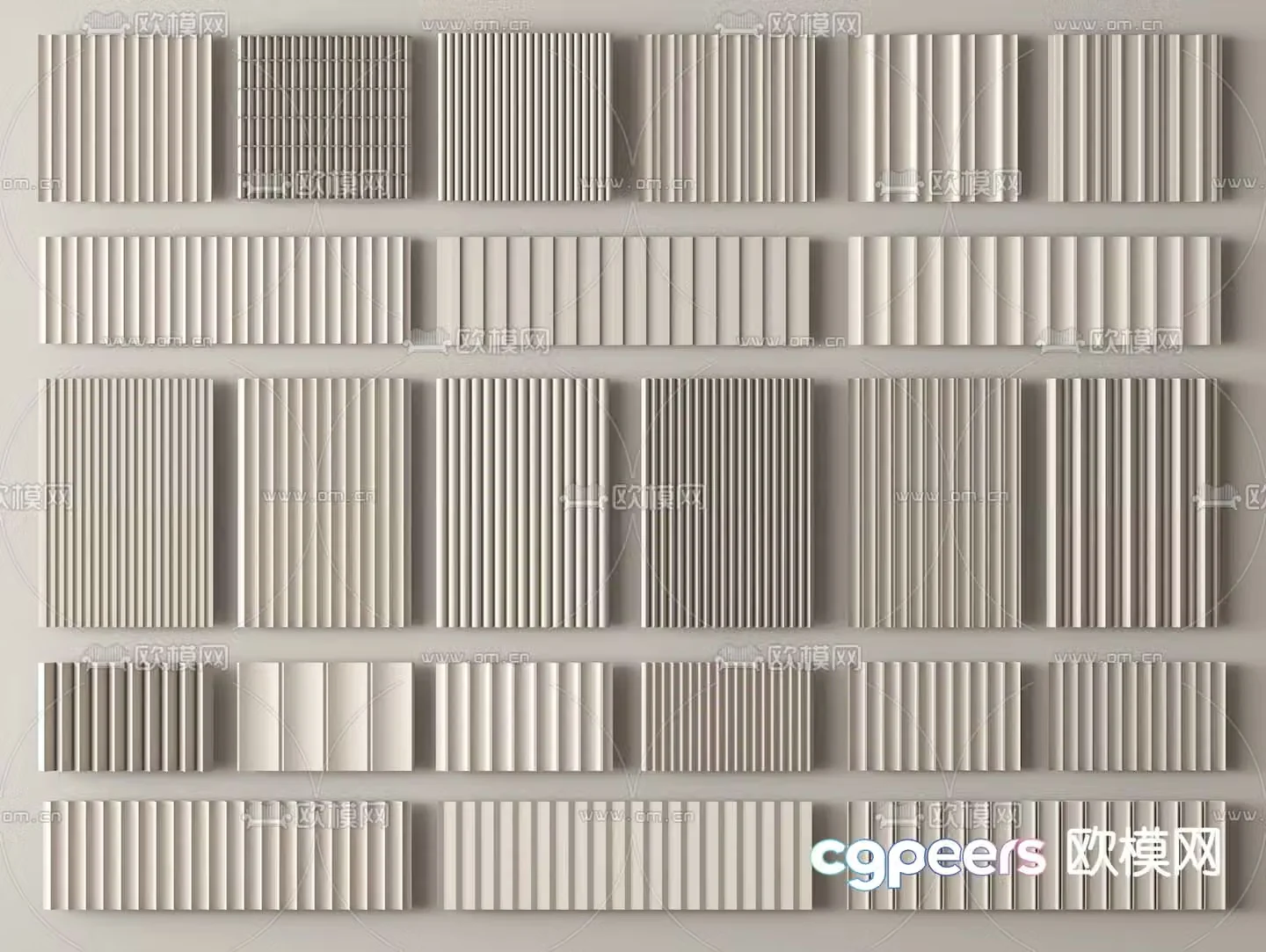Wainscoting Great Wall Board Grating Board Corrugated Board 3D model