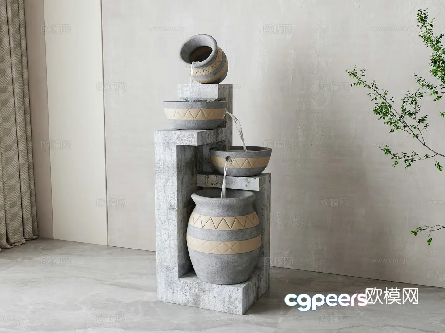 European water bowl sculpture ornaments 3D model