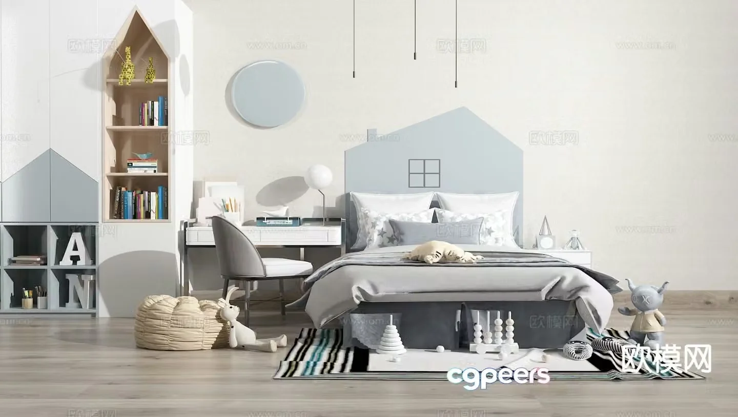 Modern children’s bed 3d model