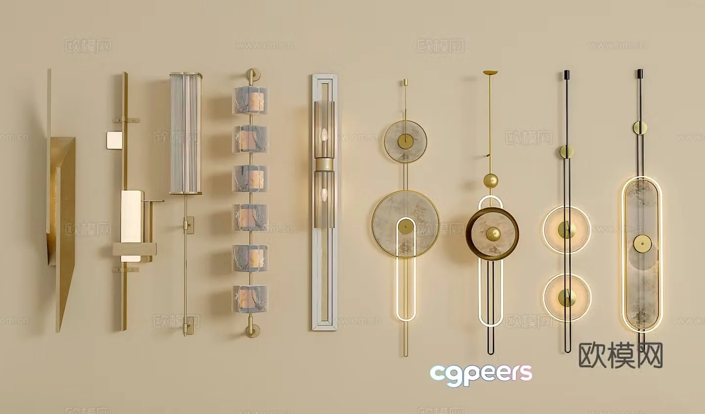 New Chinese style wall lamp Crystal wall lamp Long strip wall lamp Metal wall lamp Glass wall lamp 3D model