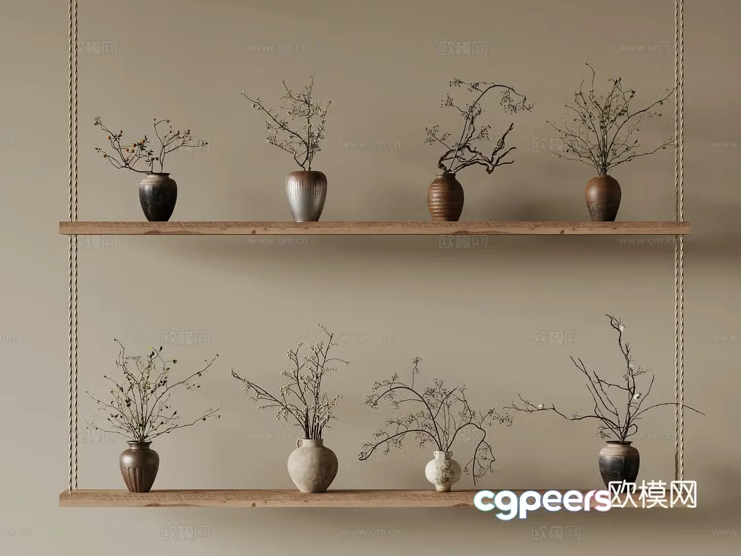 New Chinese vase flower arrangement dead branch ornament 3D model