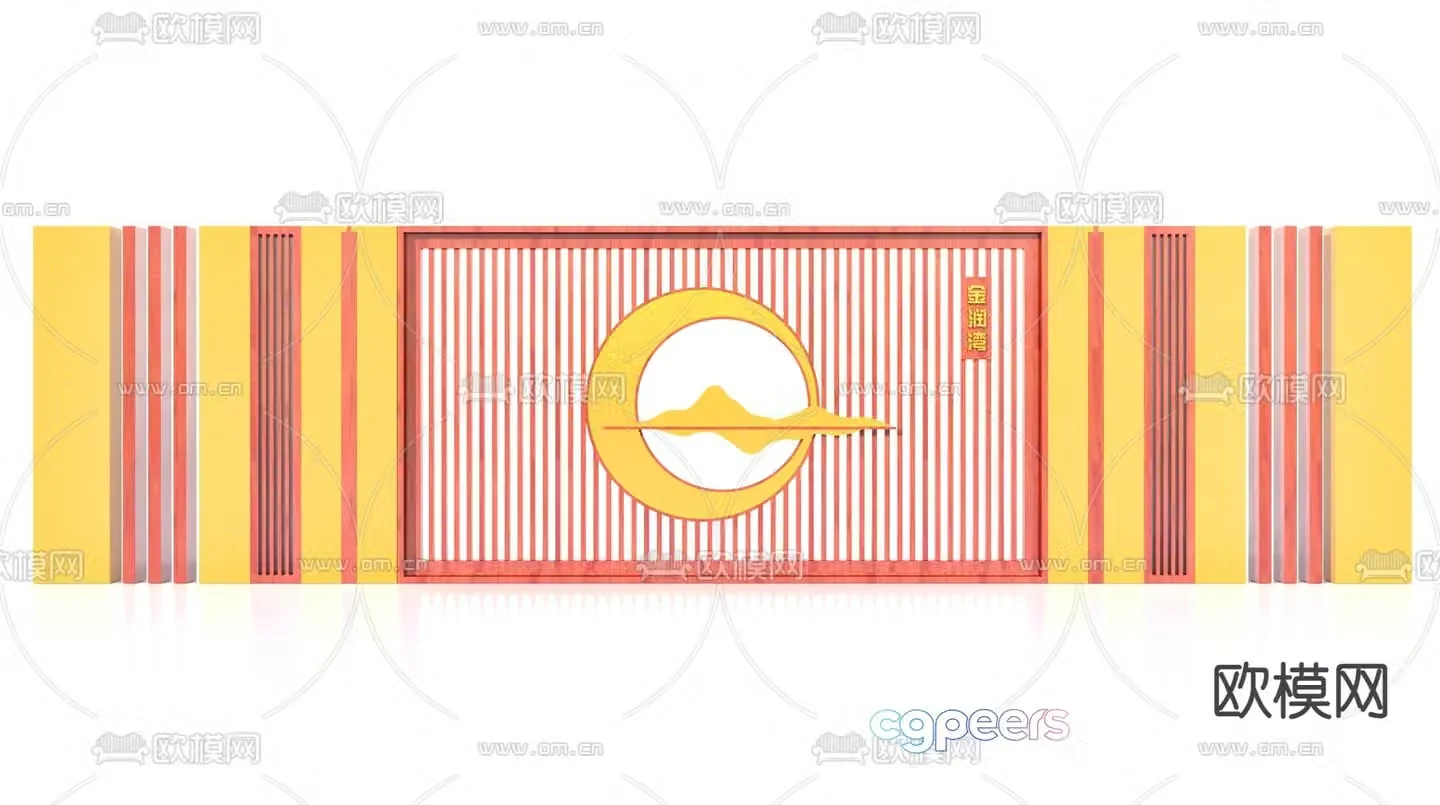 Garden landscape wall grille wall 3d model
