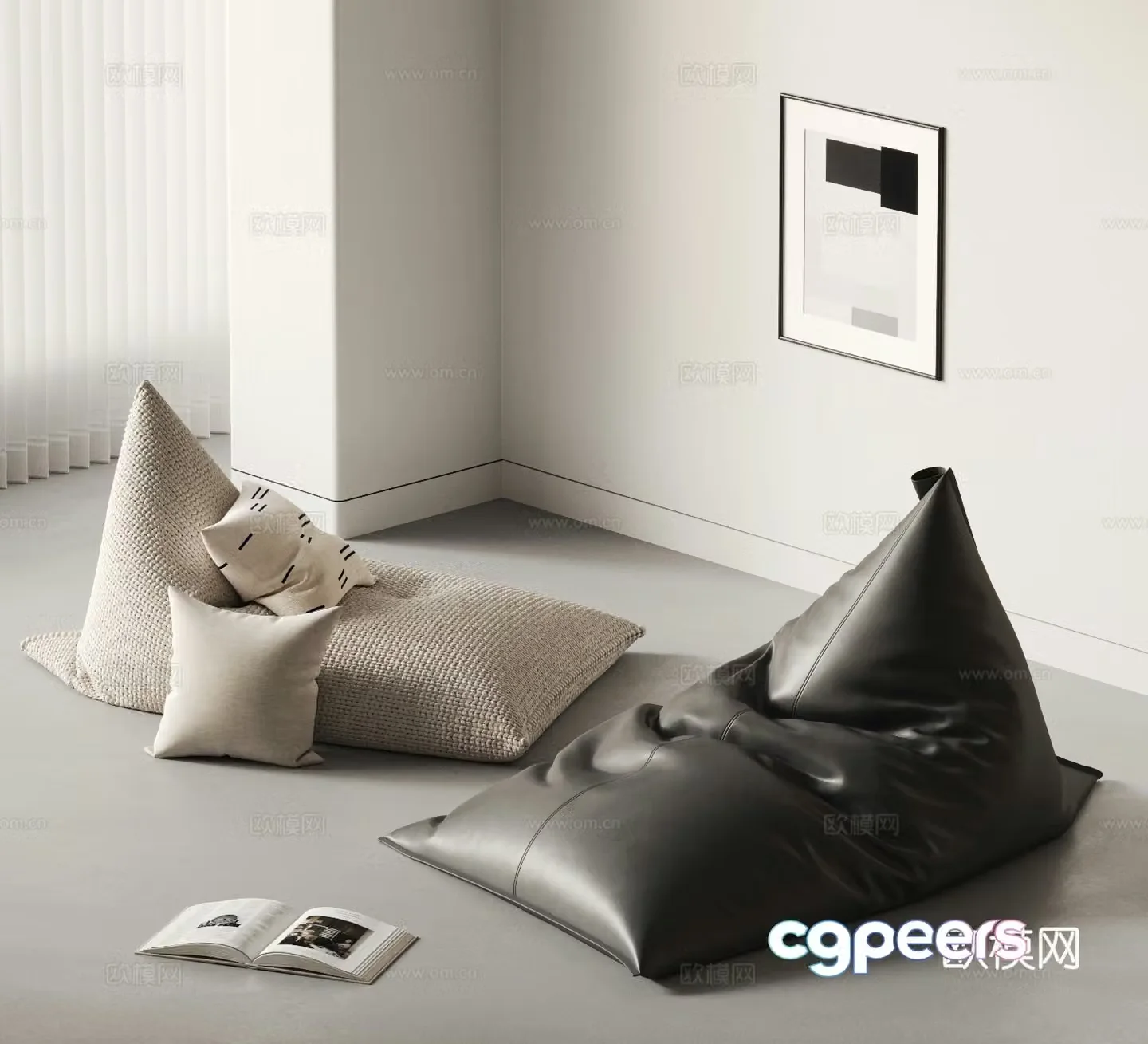 Modern lazy sofa Beanbag sofa 3d model
