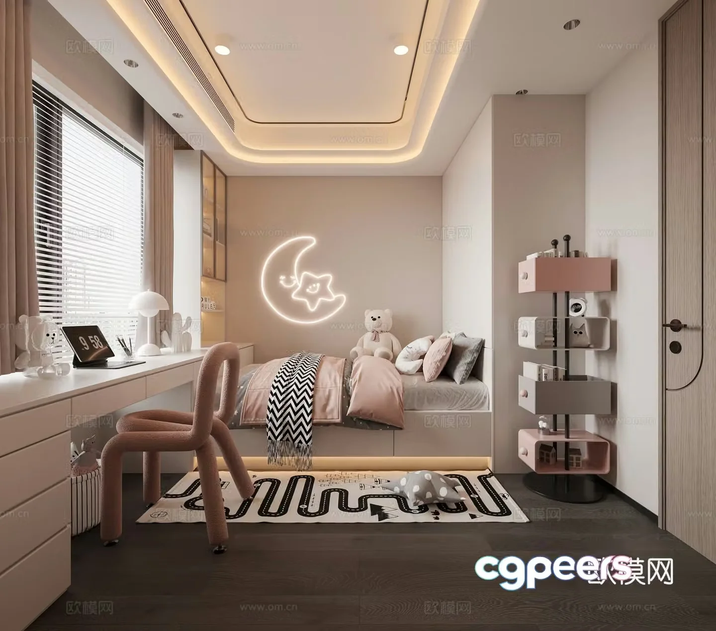 Modern children’s room girl’s room 3d model