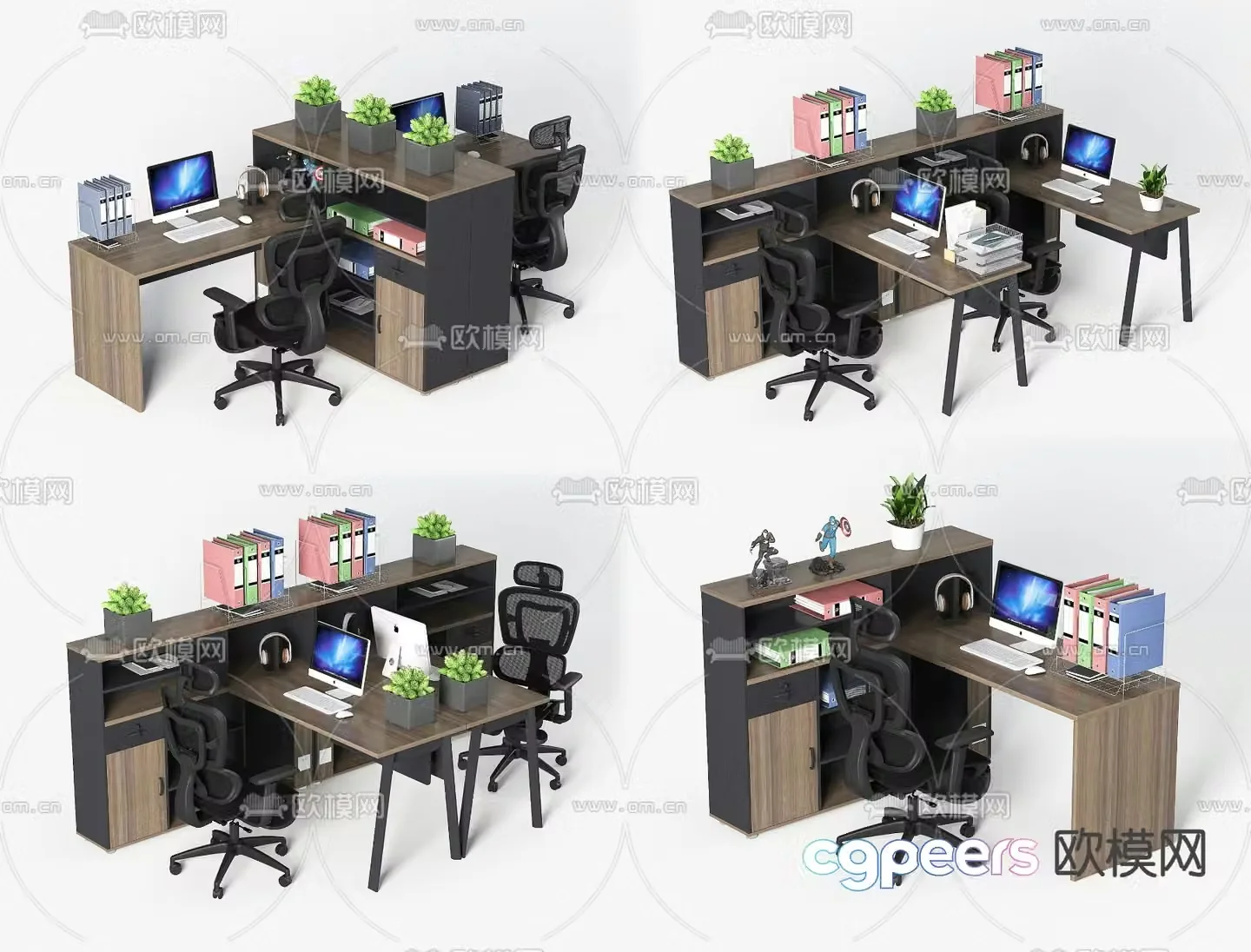 Office desk chair work station card space 3D model