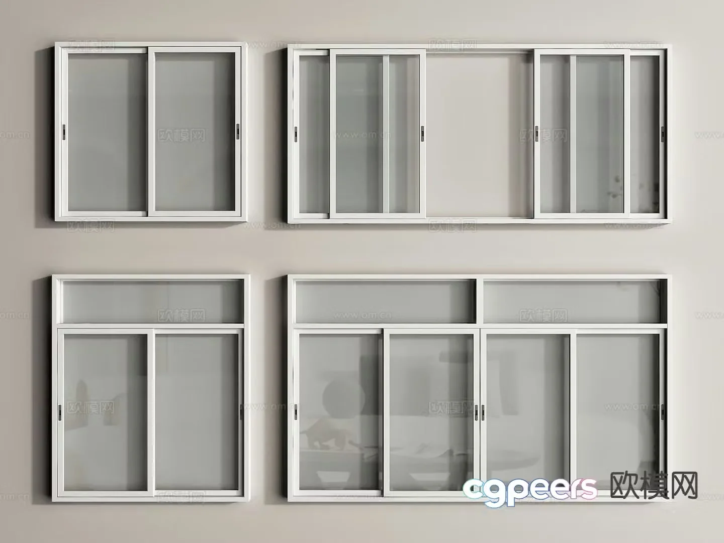 Window sliding window sliding door glass window 3d model