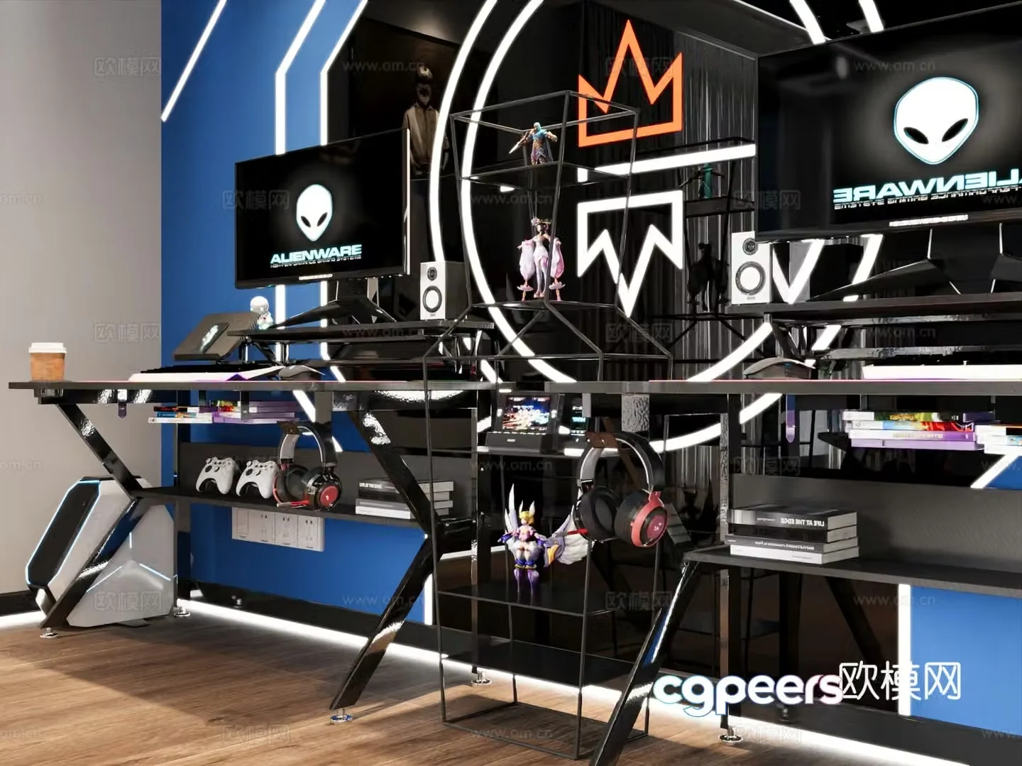Modern desk computer desk e-sports desk host alien 3d model