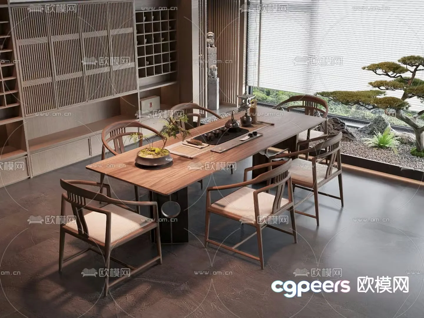 New Chinese style tea table tea table 3d model