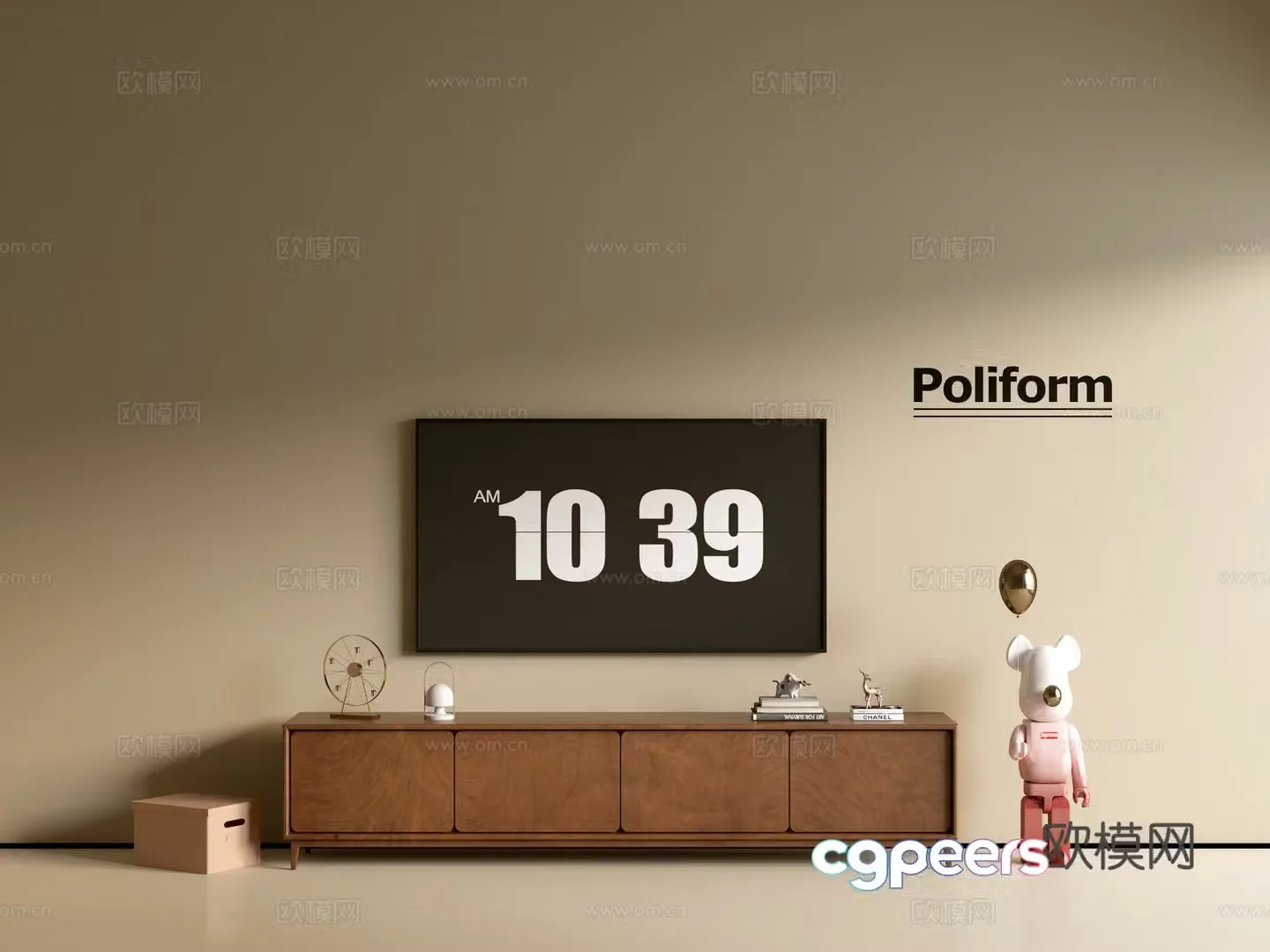 Modern wood grain TV cabinet simple side cabinet chest of drawers low cabinet whole cabinet side cabinet balcony 3D model