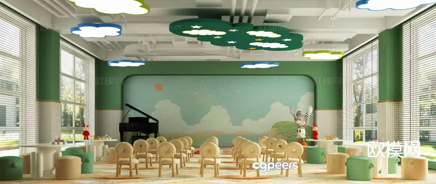 Modern kindergarten nursery 3d model