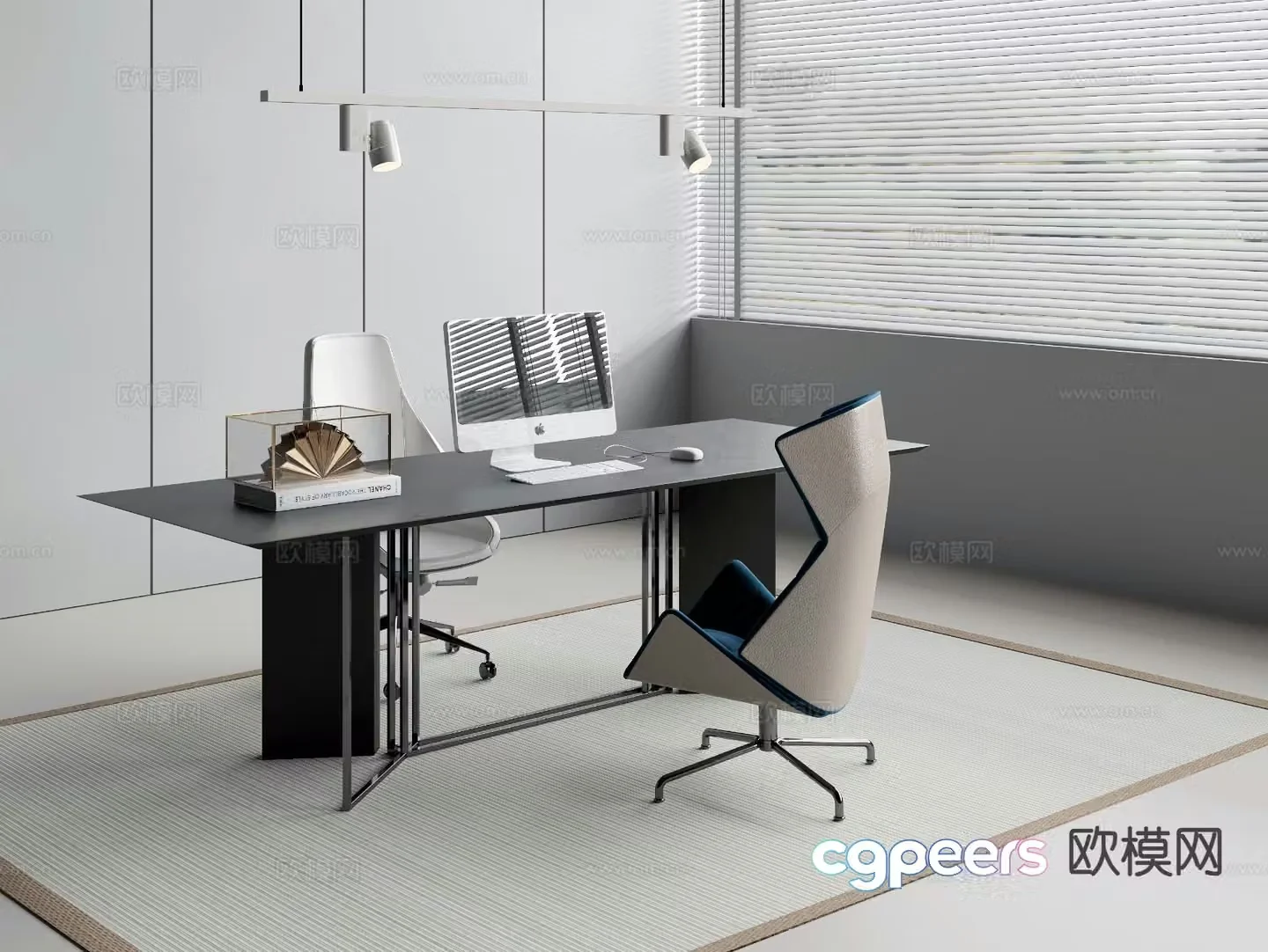 Office desk and chair desk table supervisor table 3d model