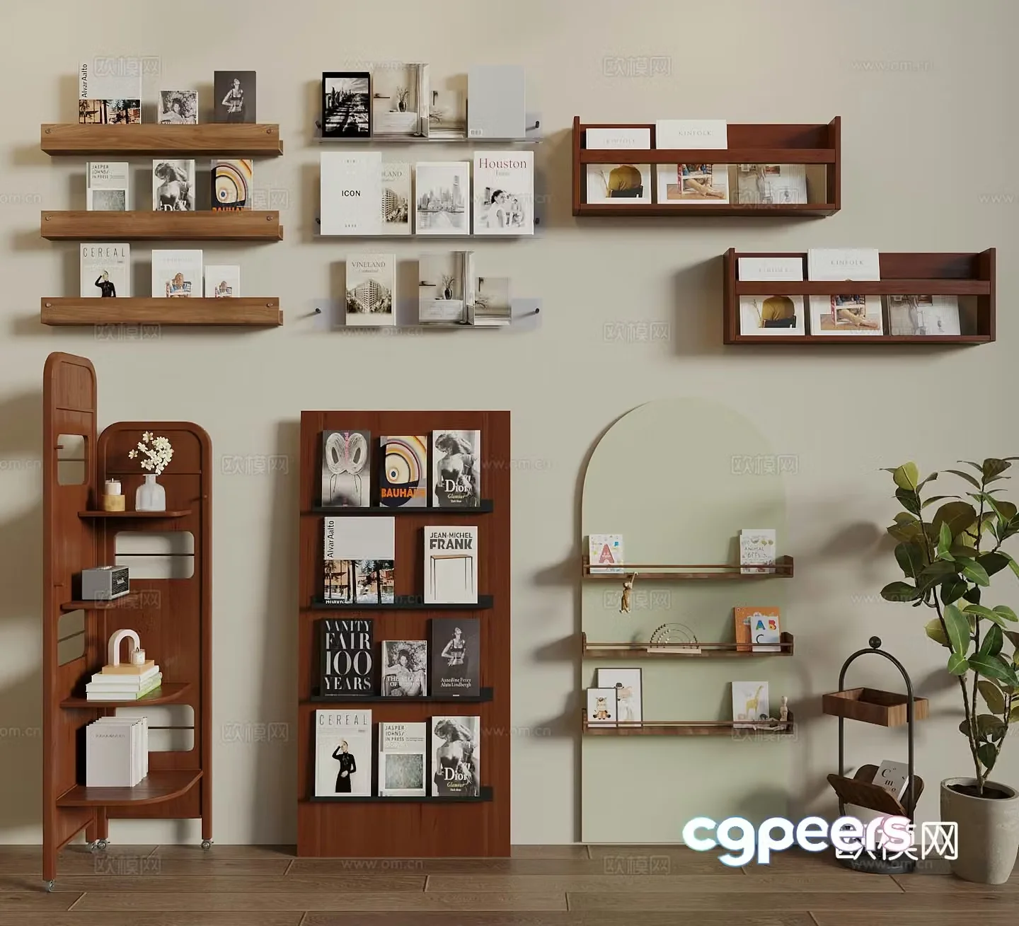 Magazine shelf Bookshelf Decorative shelf Book magazine Display shelf Wall-mounted bookshelf 3D model