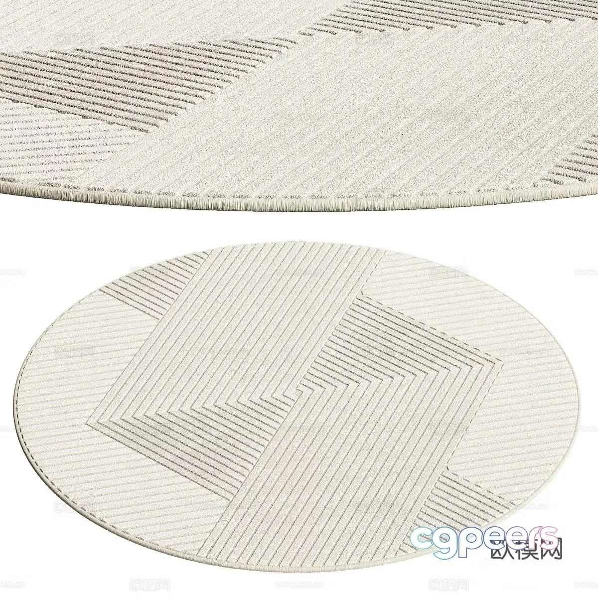 New Chinese style fabric round carpet 3D model