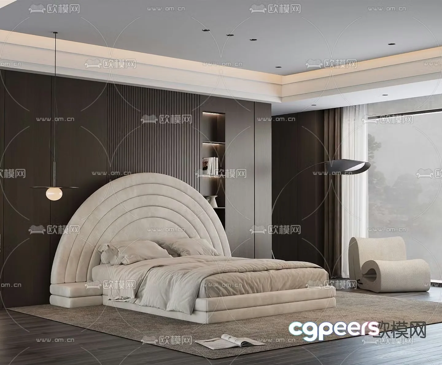 Italian double bed 3d model
