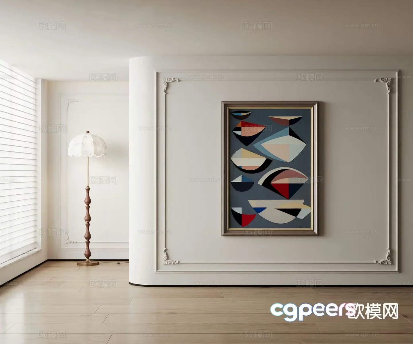 American decorative painting geometric abstract painting 3d model