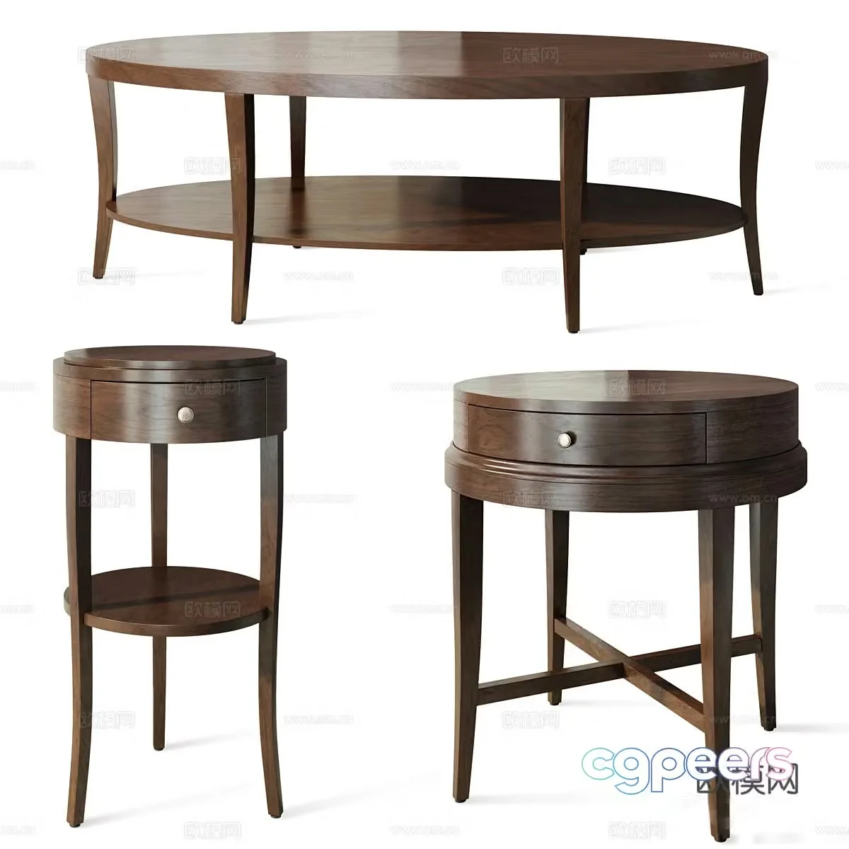 Medieval style coffee table round table 3d model