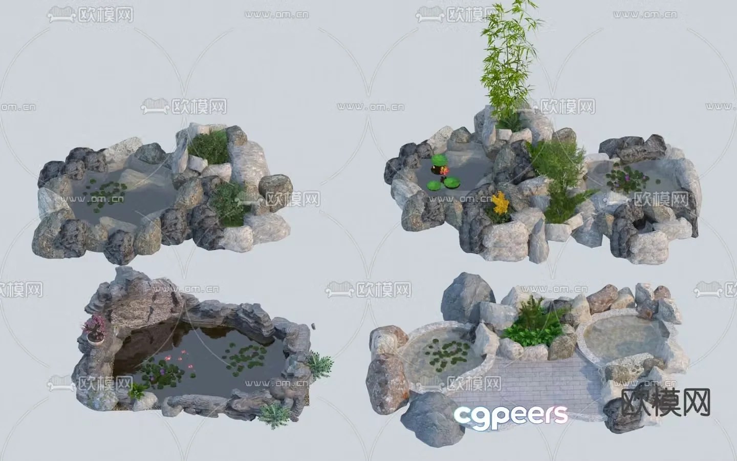 Waterscape pool rockery 3d model