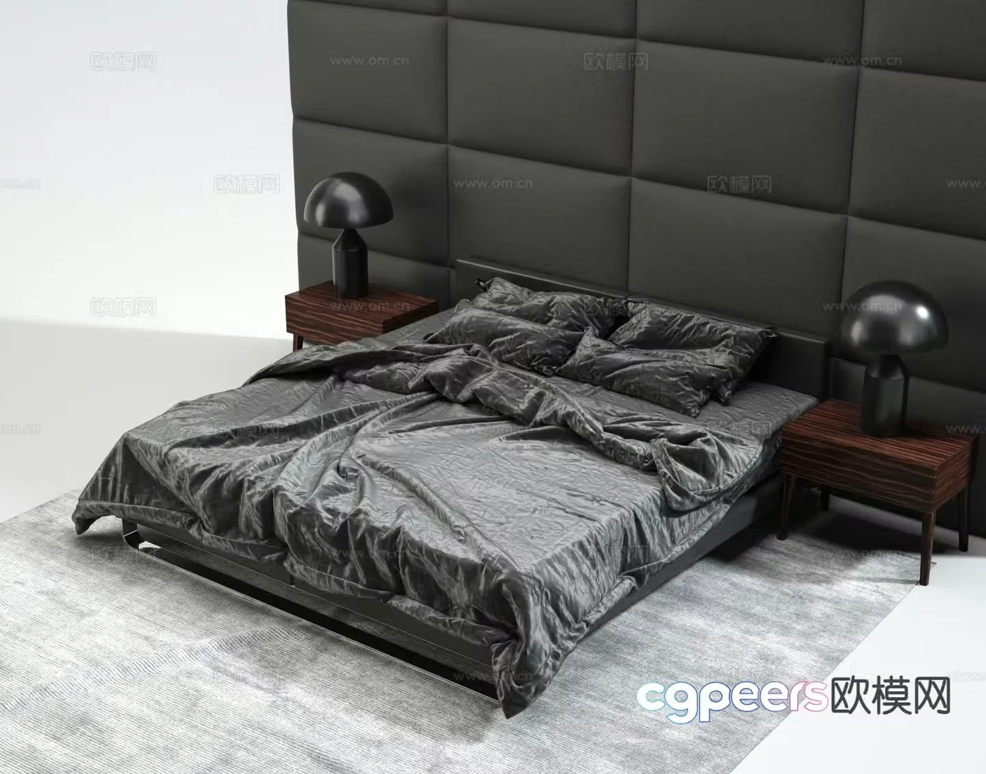 Modern double bed 3d model