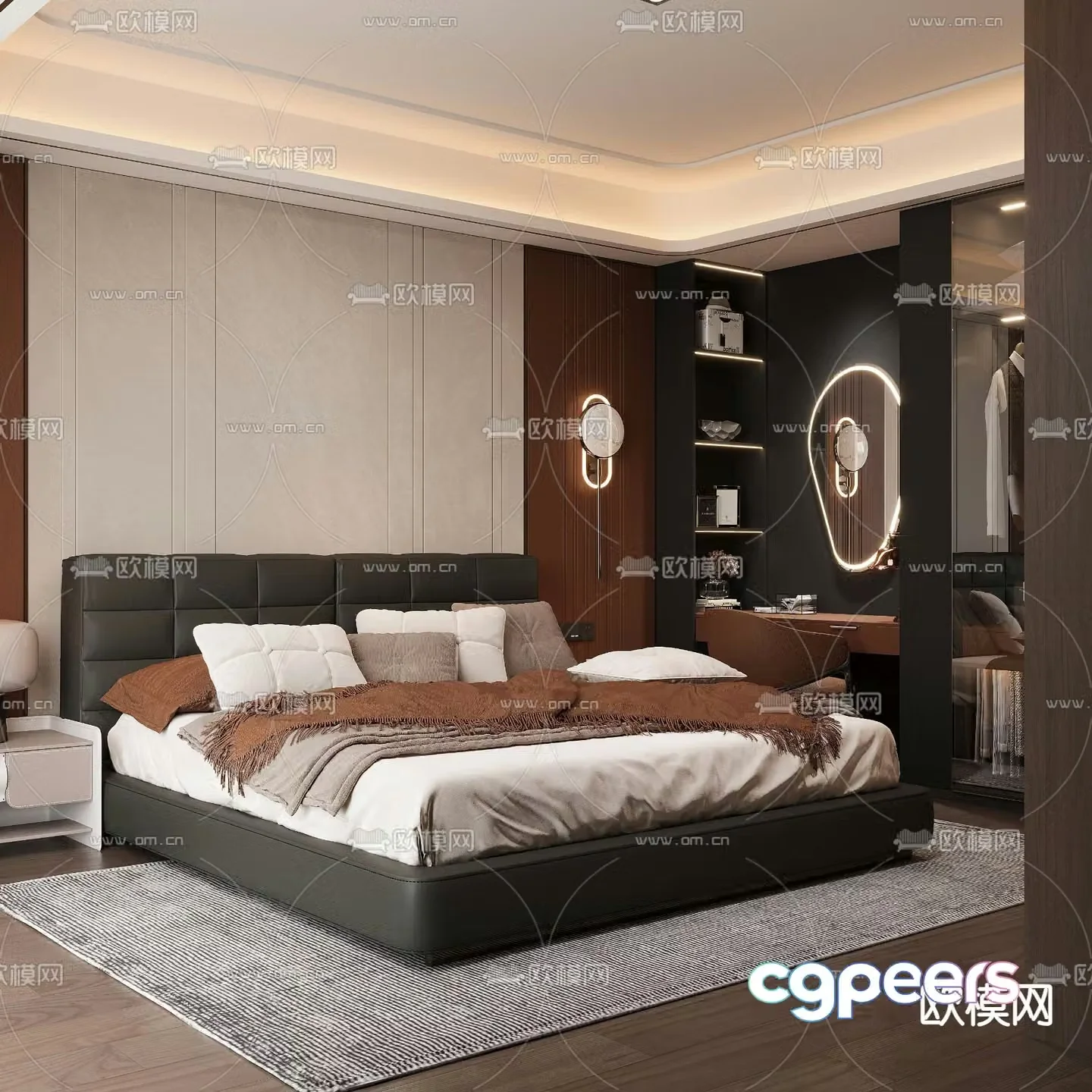 Modern double bed 3d model
