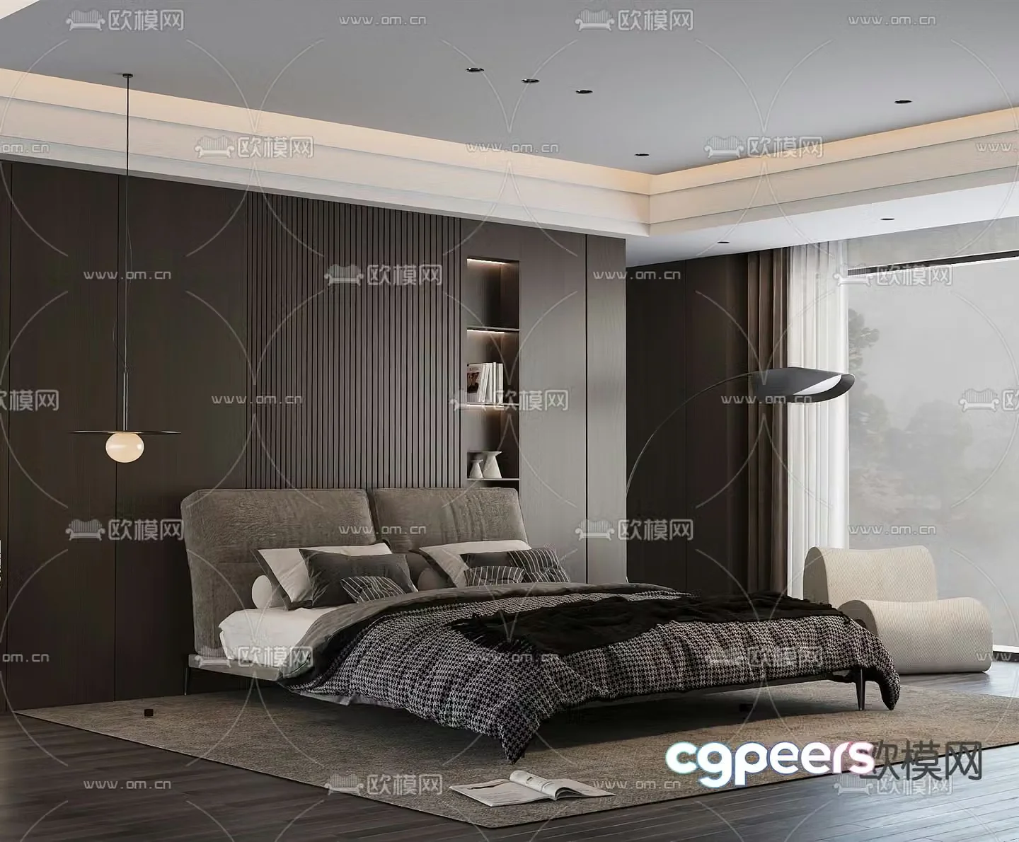 Italian double bed 3d model