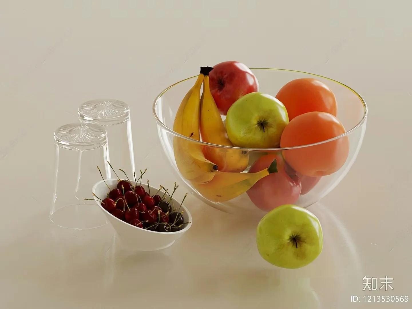 A Glass Bowl With Fruit 3D Model – 17209 – VRAY Render