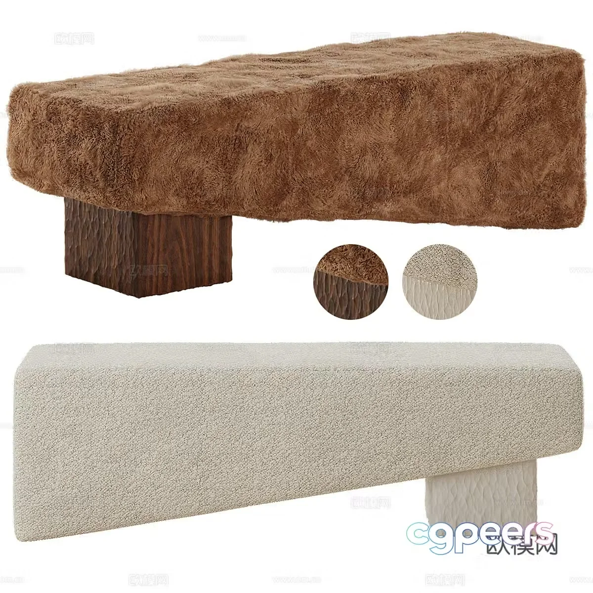 Modern Italian Cuff Studio BLOCK bench 3d model