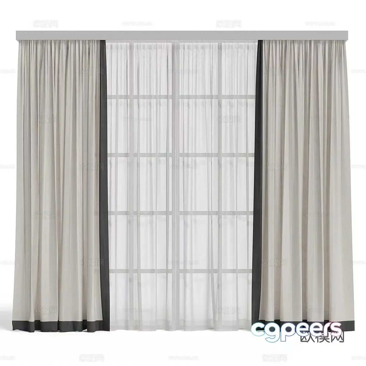 New Chinese style fabric curtain 3D model