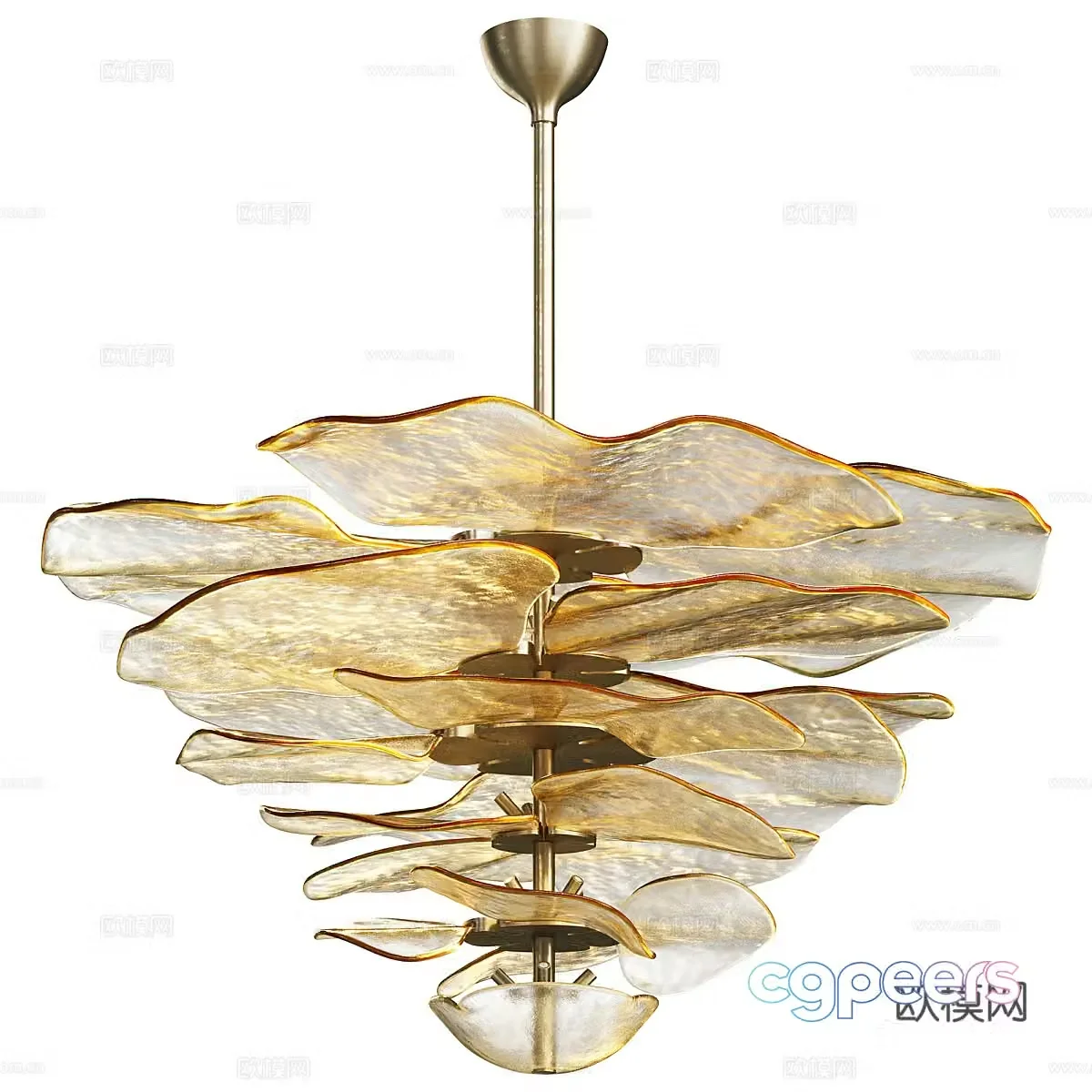 New Chinese style light luxury Lilypad Ambre chandelier 3d model