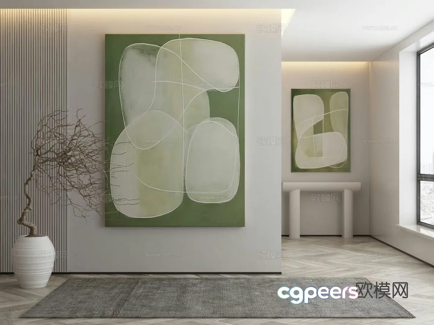 Modern texture painting decorative painting 3d model