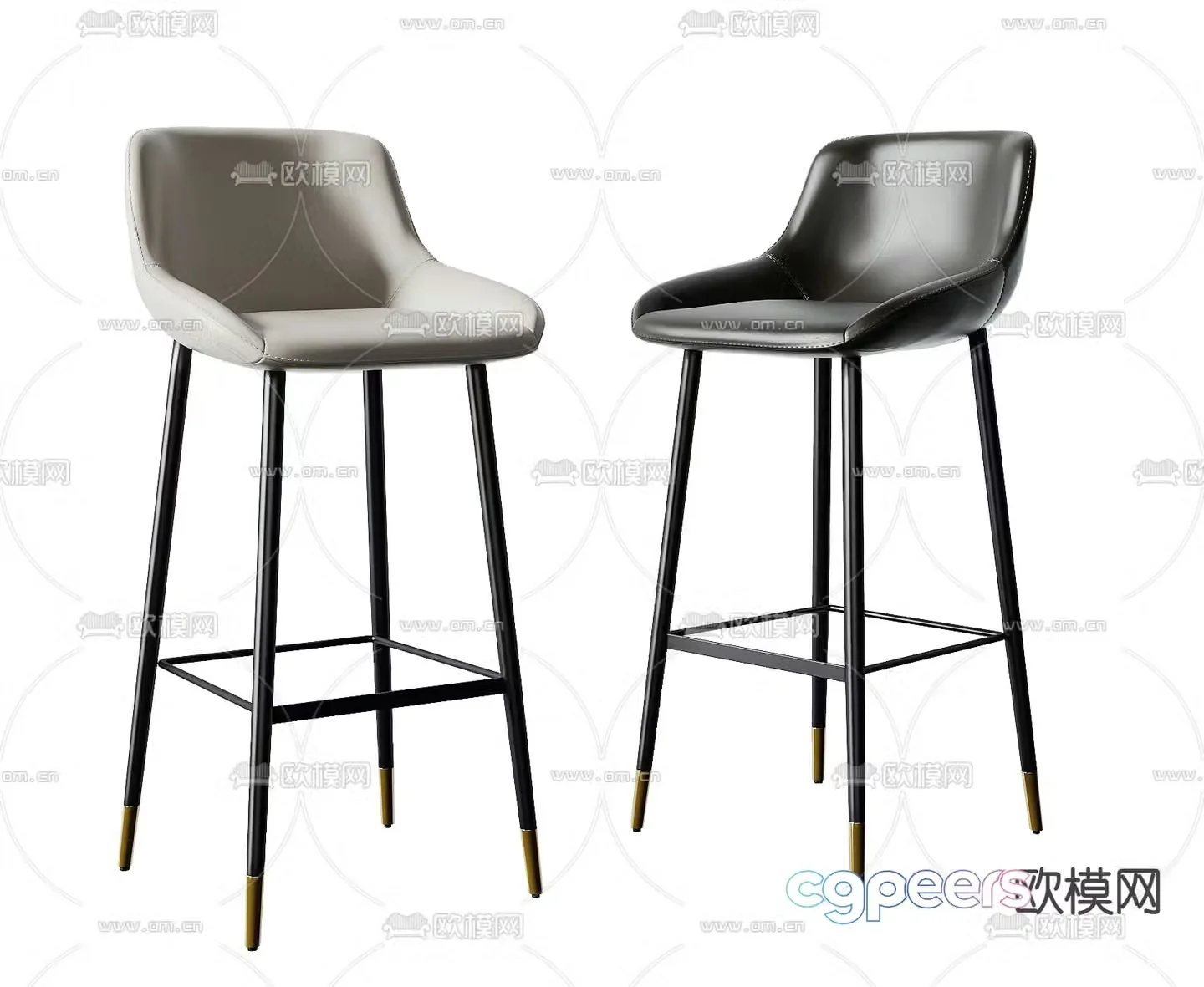 Modern high chair leather bar chair 3d model