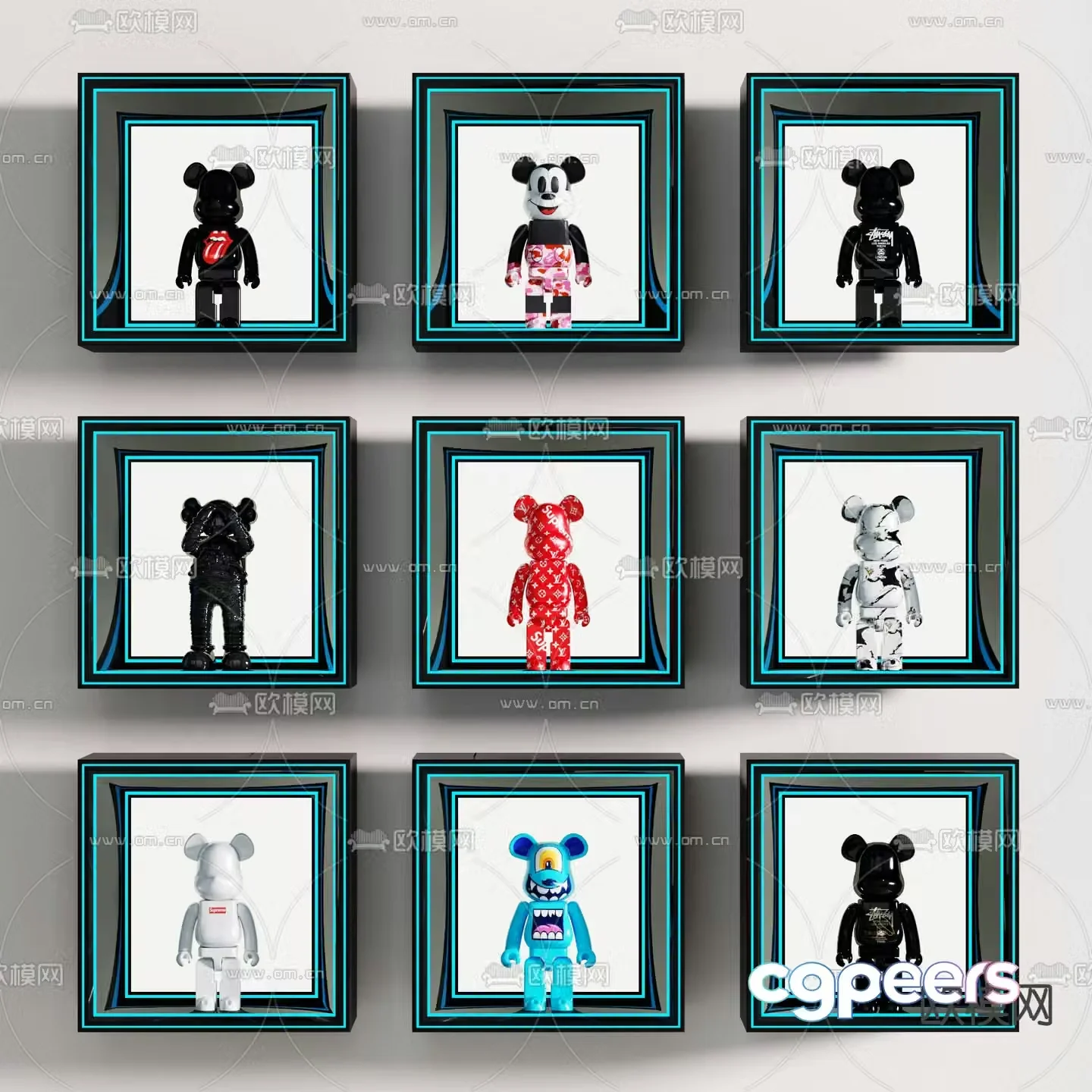 KAWS Violent Bear Trendy Toy Ornament 3D Model