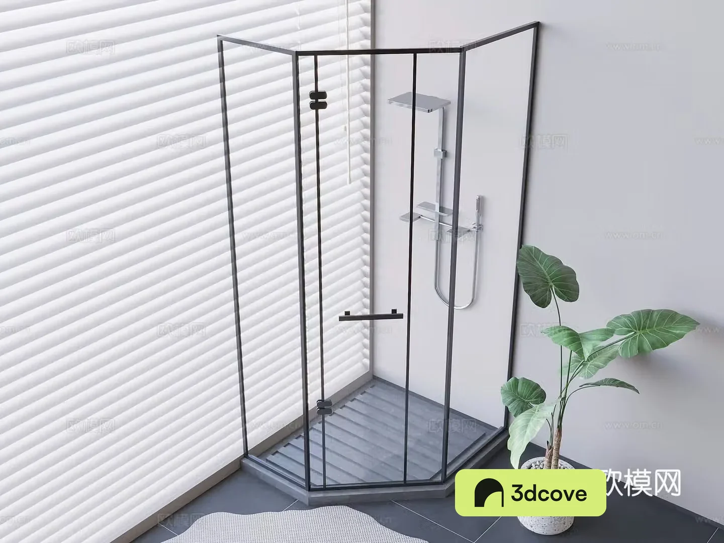 Curved glass shower room