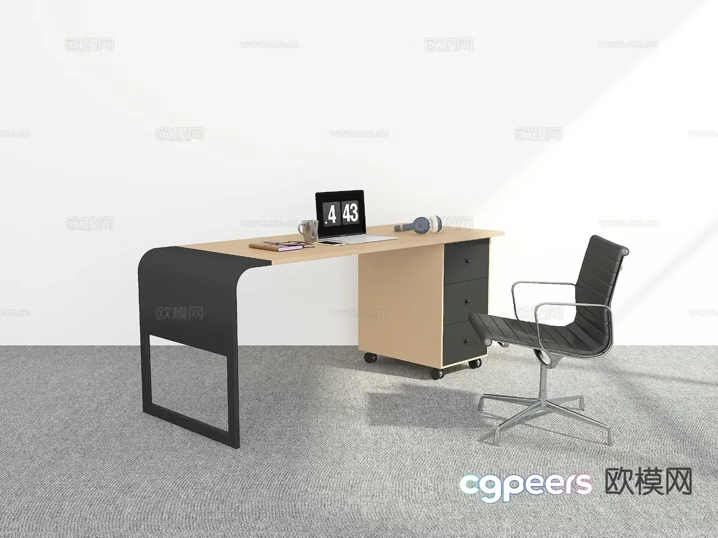 modern desk desk 3d model