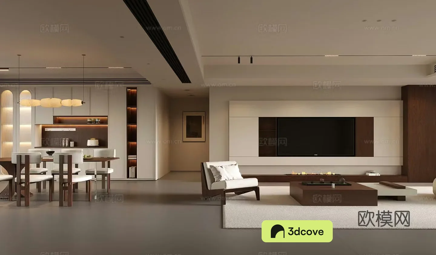 New Chinese style living room dining room medieval style living room