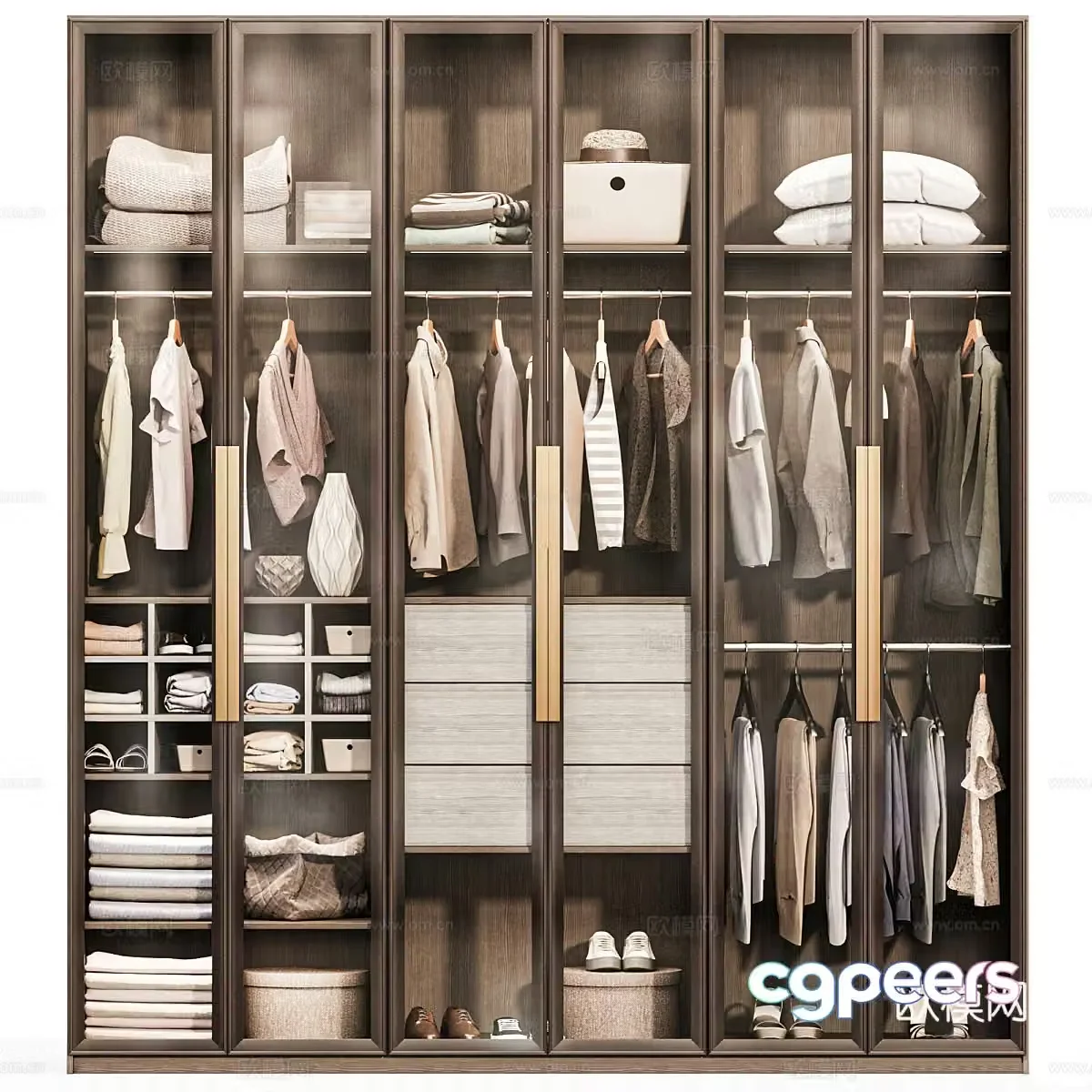 Modern Italian light luxury glass door opening wardrobe 3D model