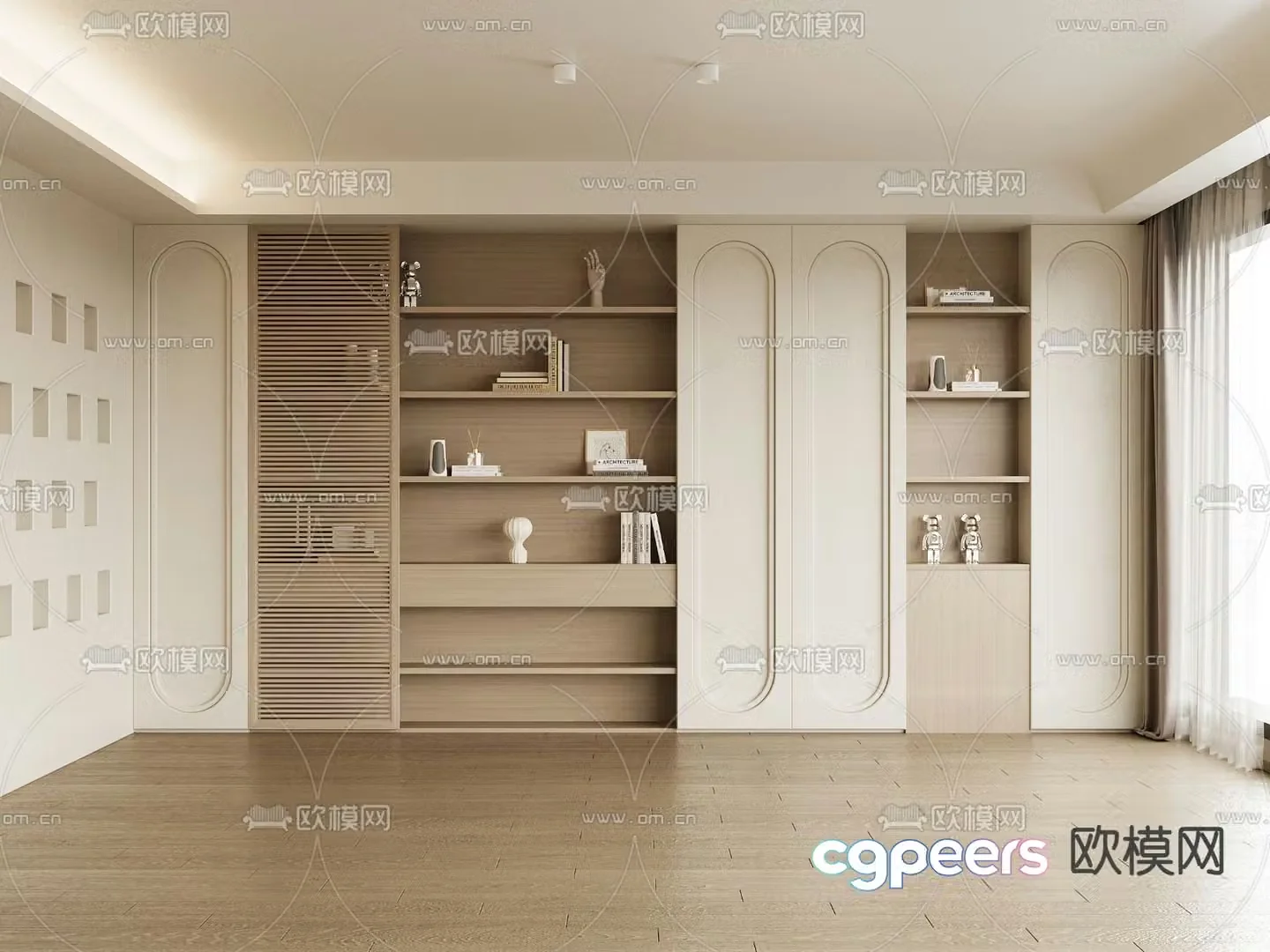 Wabi-sabi bookcase solid wood bookcase 3d model