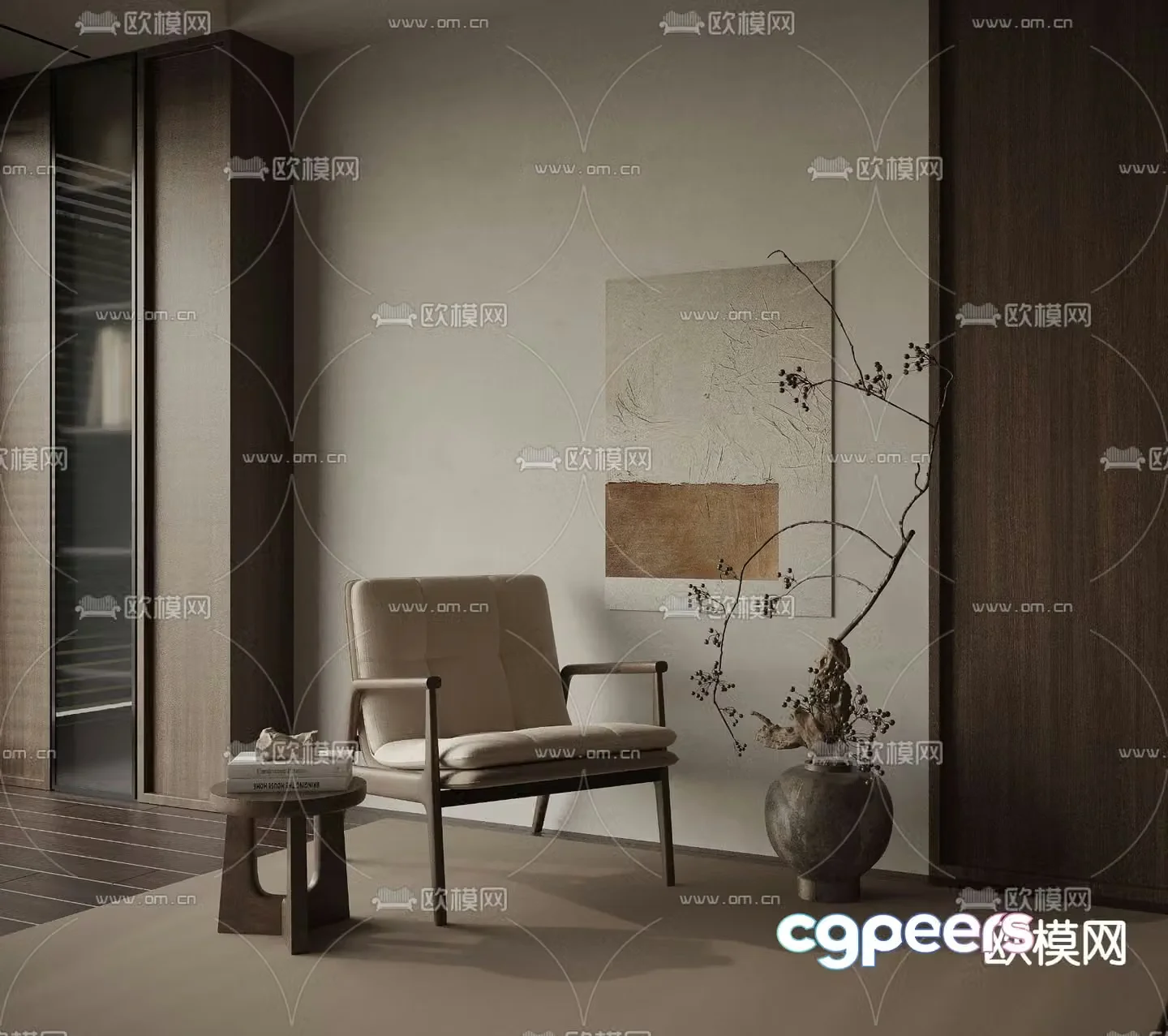 wabi-sabi chair armchair leisure chair 3d model