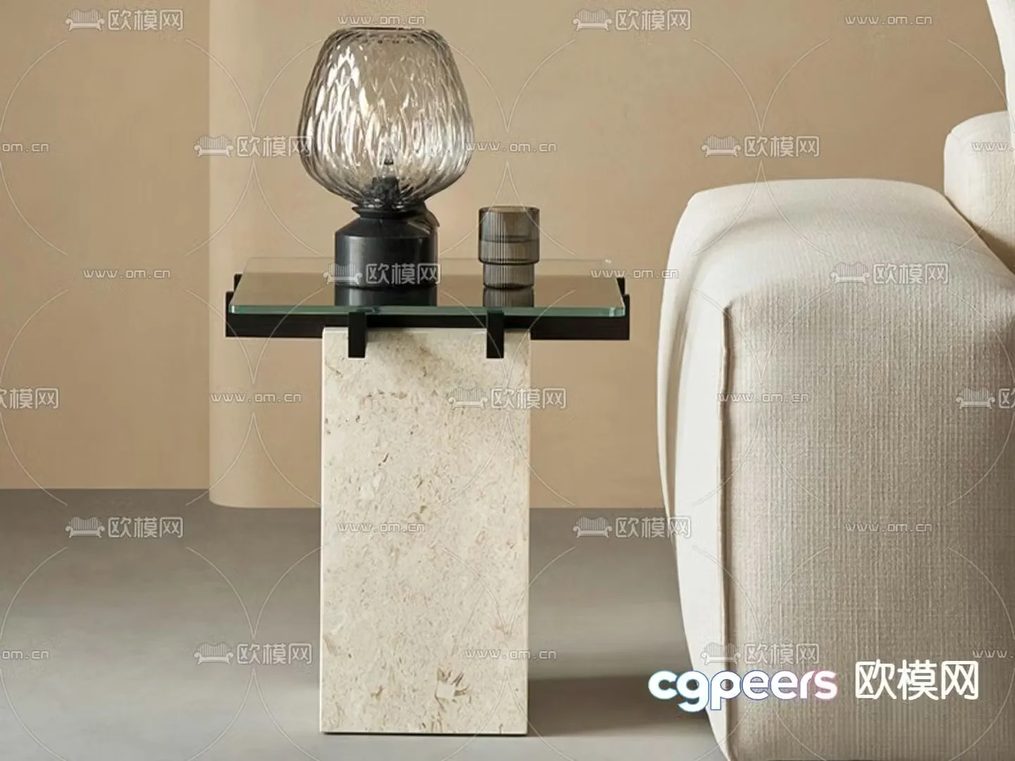 Modern marble side table 3d model