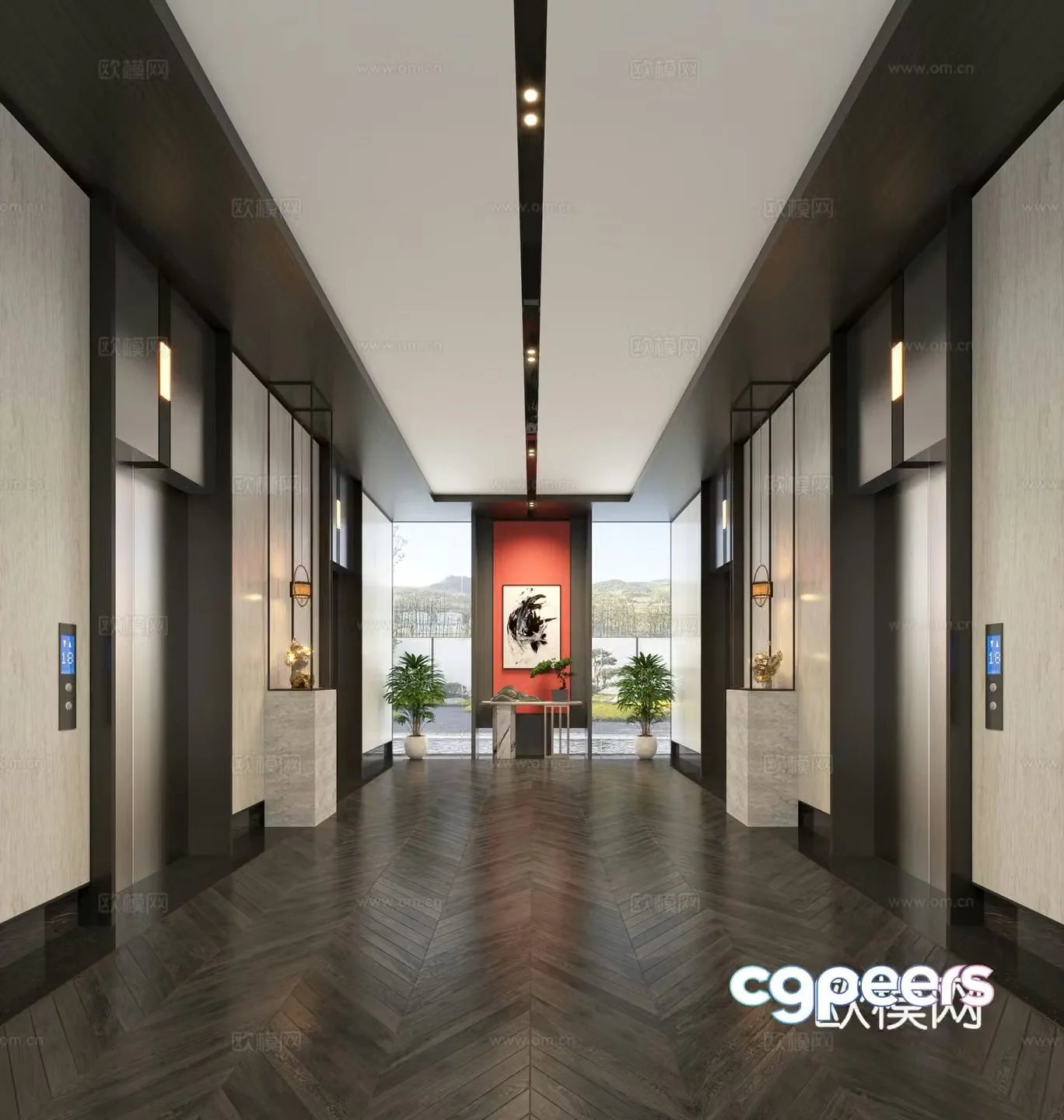 Modern hotel elevator hall club elevator hall elevator hall elevator hall aisle elevator elevator hall 3d model