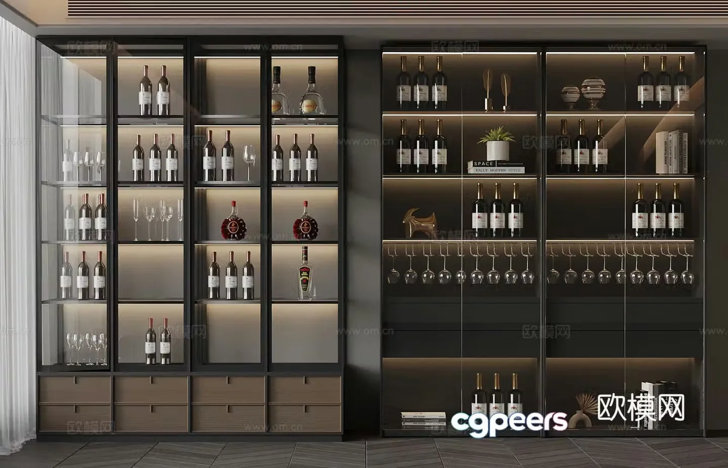 Modern Italian wine cabinet red wine wine glass 3d model