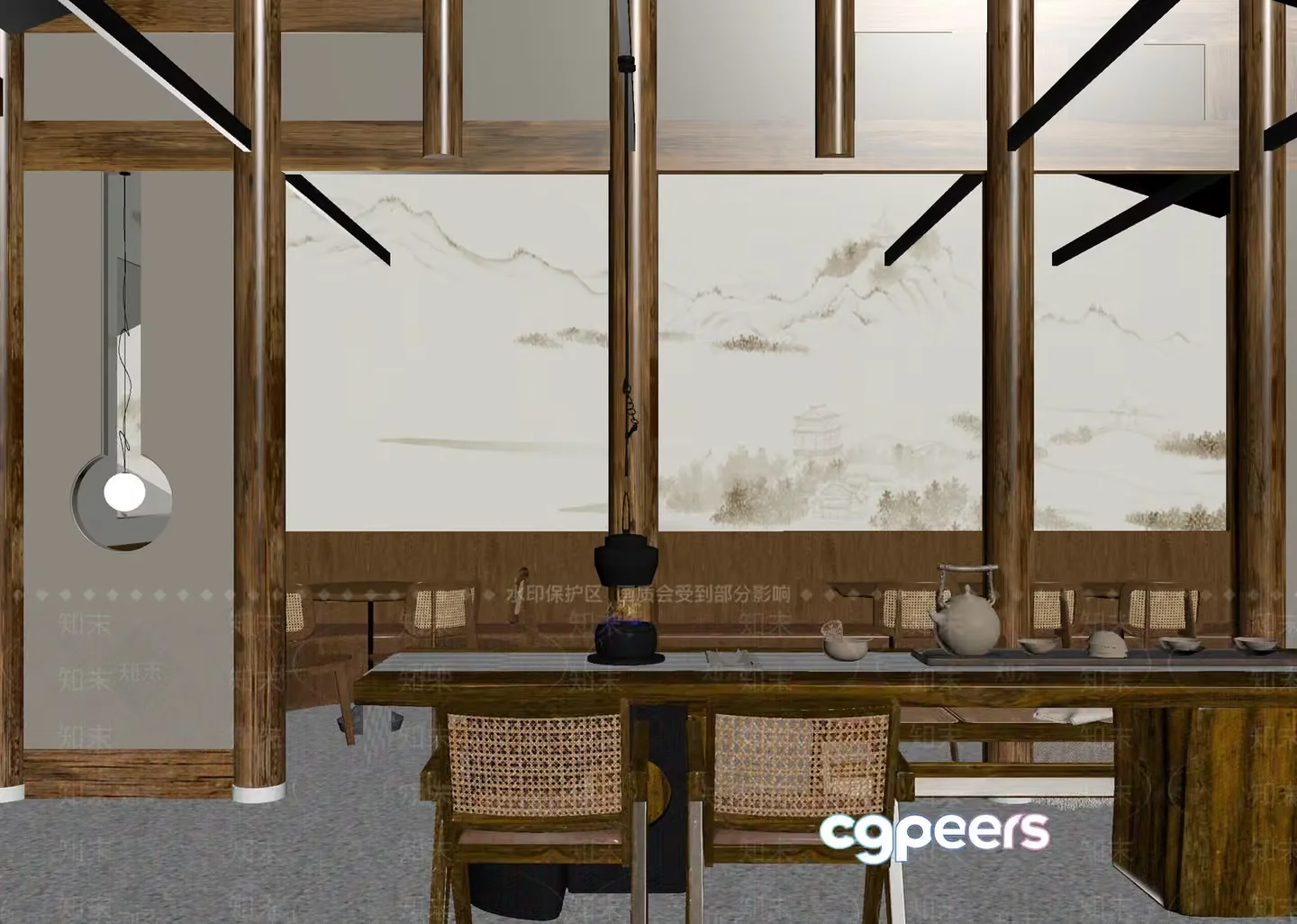 Modern Asian Dining Room 3D Model – 9558 – VRAY Render
