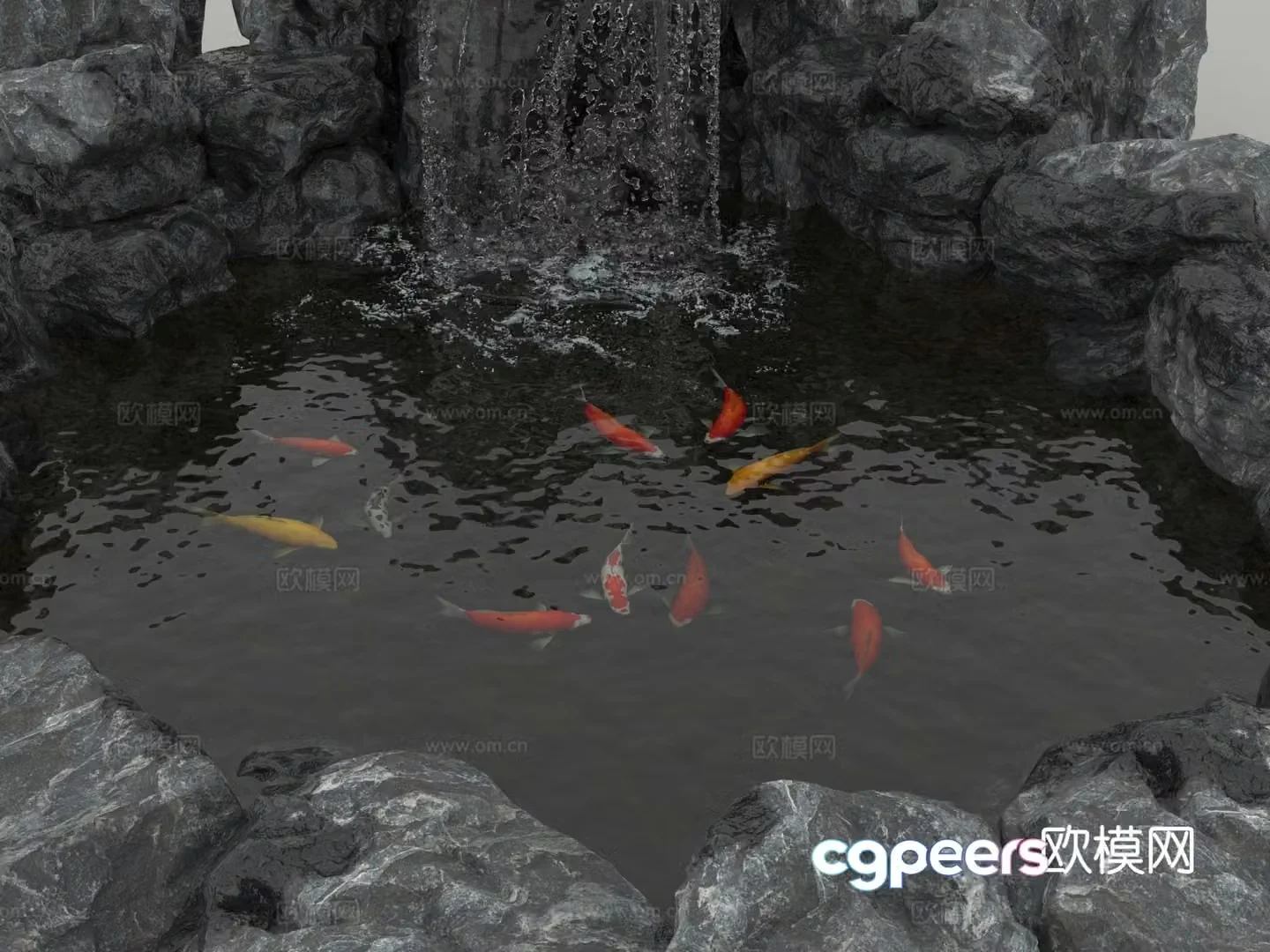 pool landscape animal landscape fish 3d model