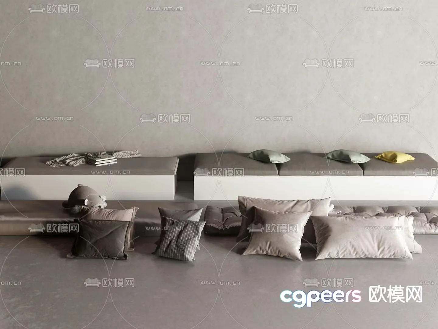 Bay window cushion seat cushion sofa cushion 3d model