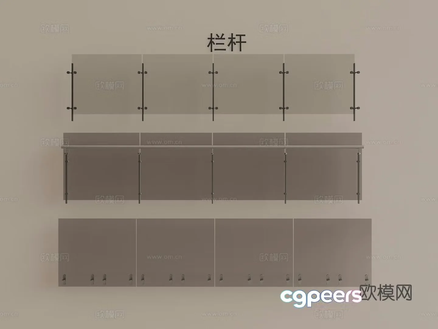 Glass Rail Guardrail Fence 3d Model